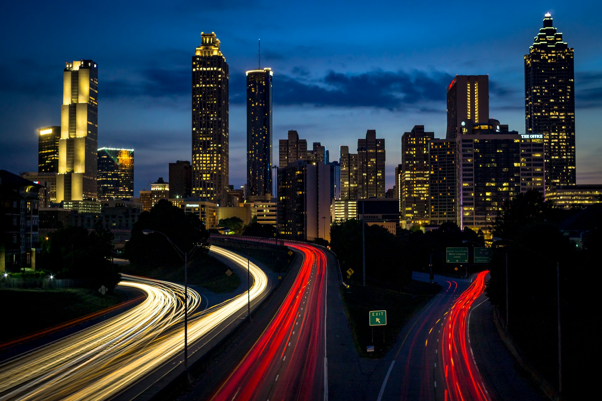Atlanta street at night